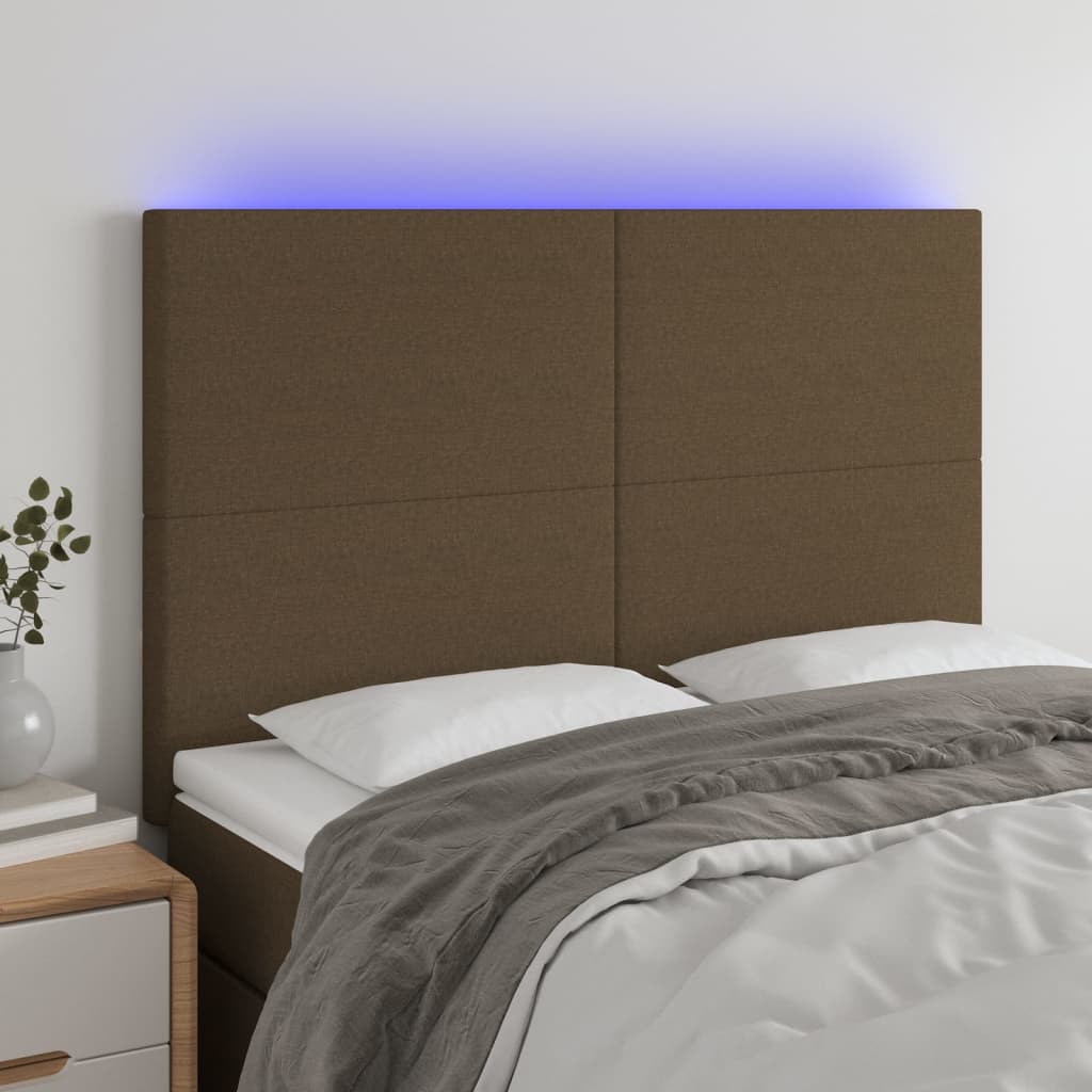 vidaXL LED Kopfteil Hellgrau Stoff