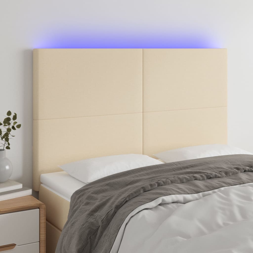 vidaXL LED Kopfteil Hellgrau Stoff