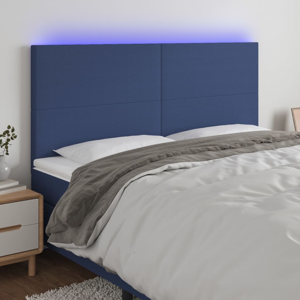 vidaXL LED Kopfteil Hellgrau Stoff