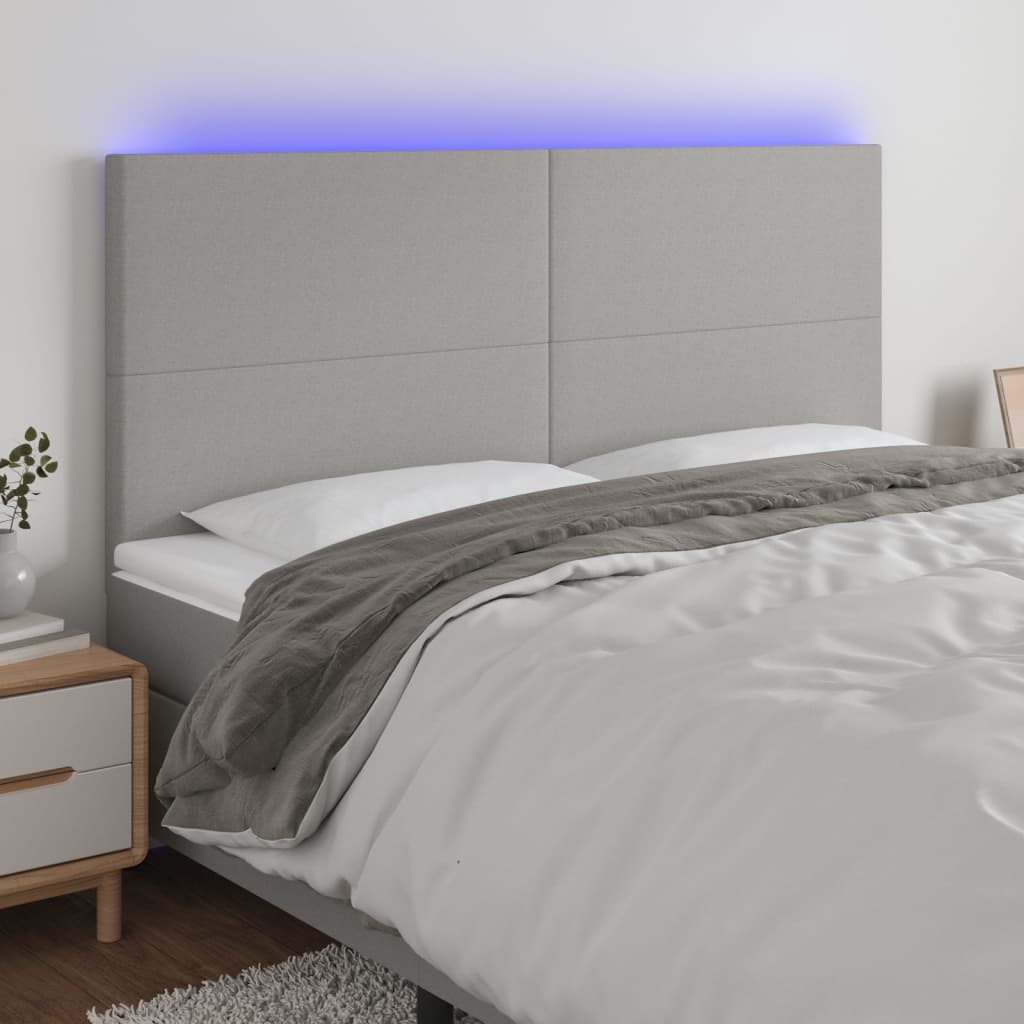 vidaXL LED Kopfteil Hellgrau Stoff