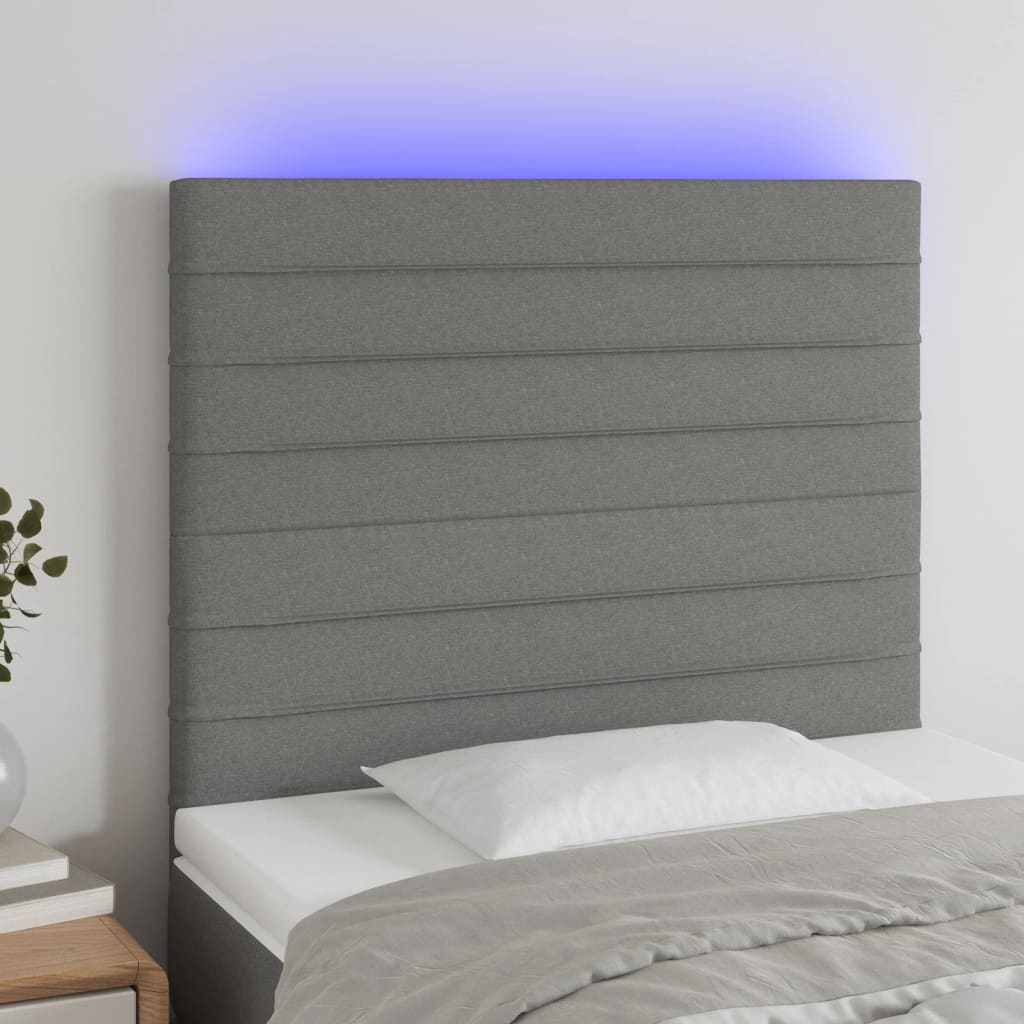 vidaXL LED Kopfteil Hellgrau Stoff