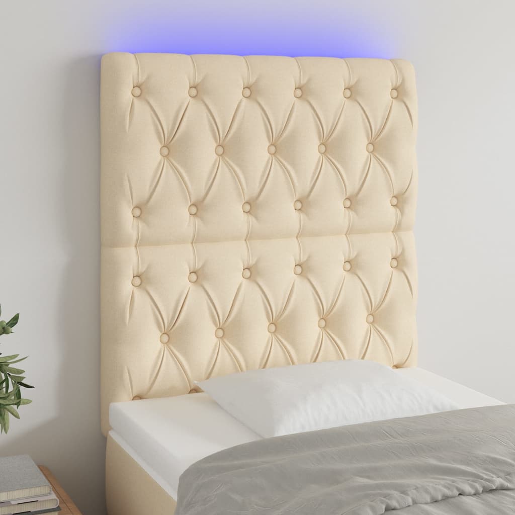 vidaXL LED Kopfteil Hellgrau Stoff