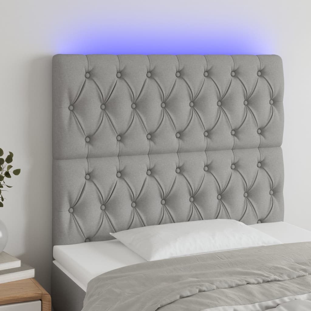 vidaXL LED Kopfteil Hellgrau Stoff