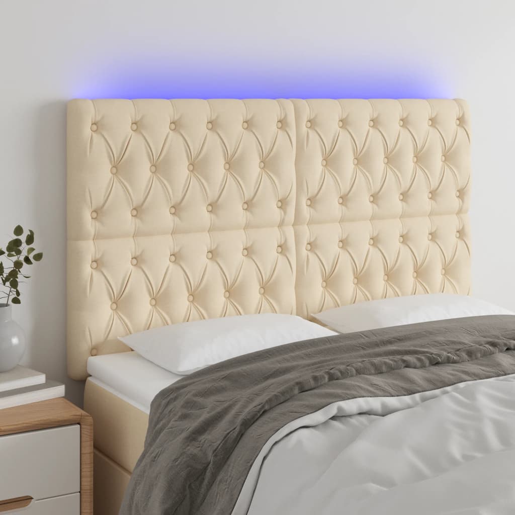 vidaXL LED Kopfteil Hellgrau Stoff