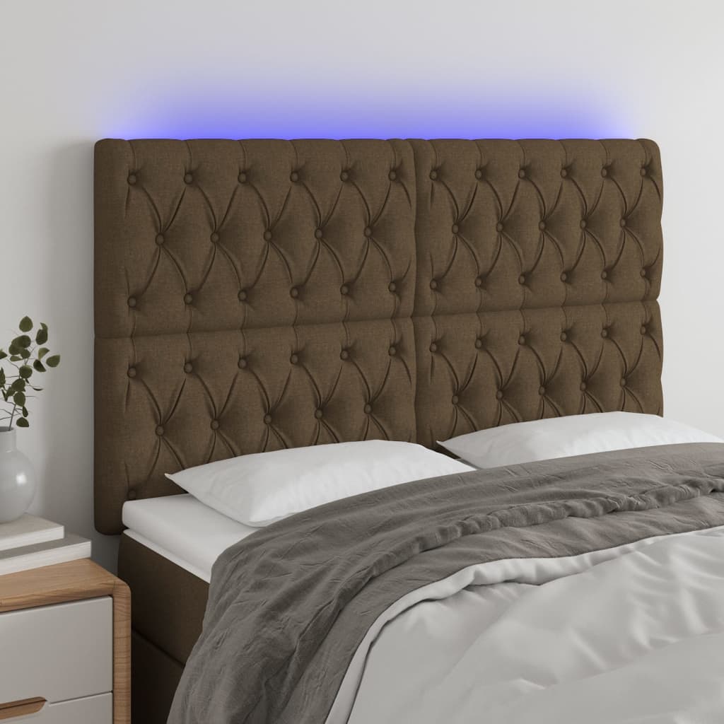 vidaXL LED Kopfteil Hellgrau Stoff