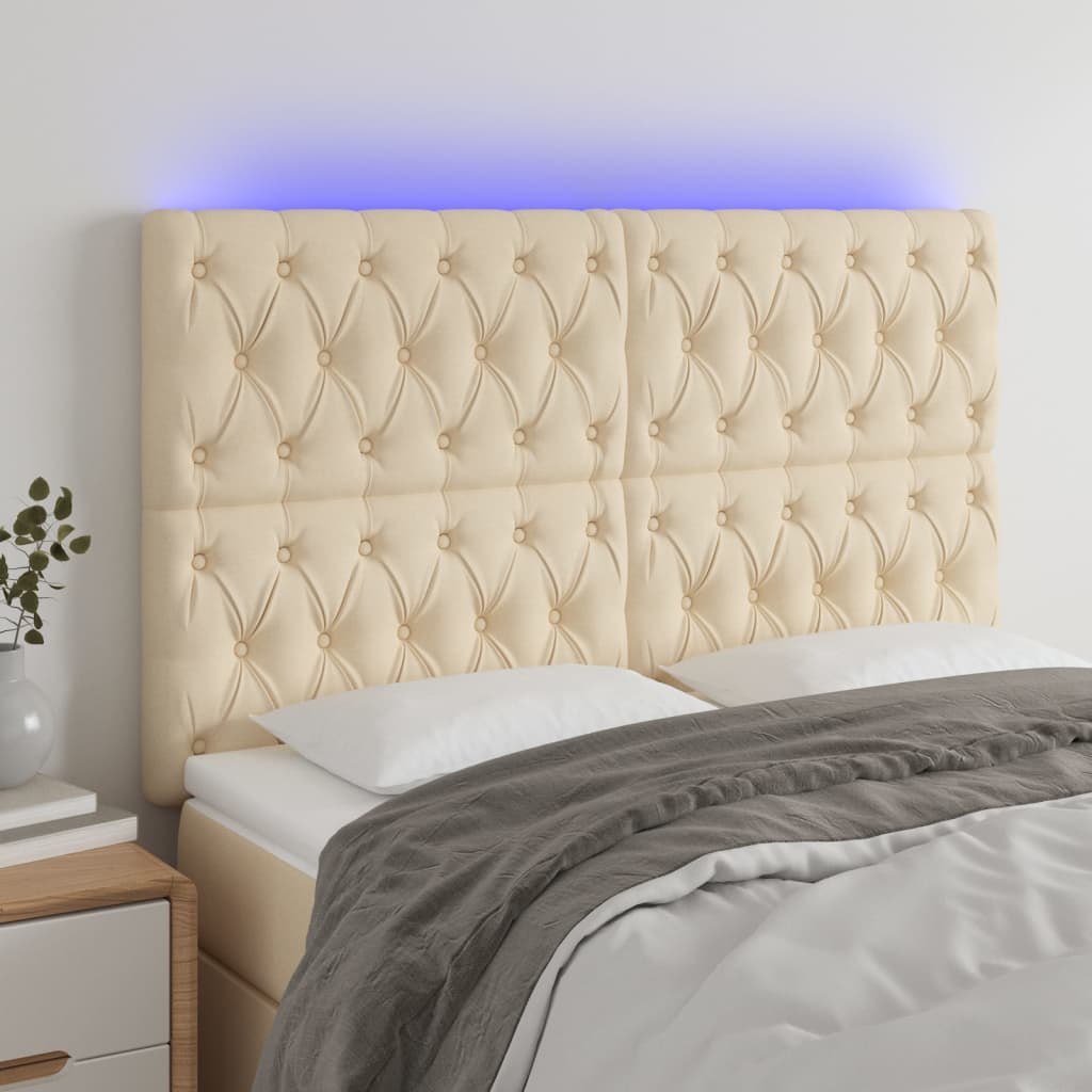 vidaXL LED Kopfteil Hellgrau Stoff