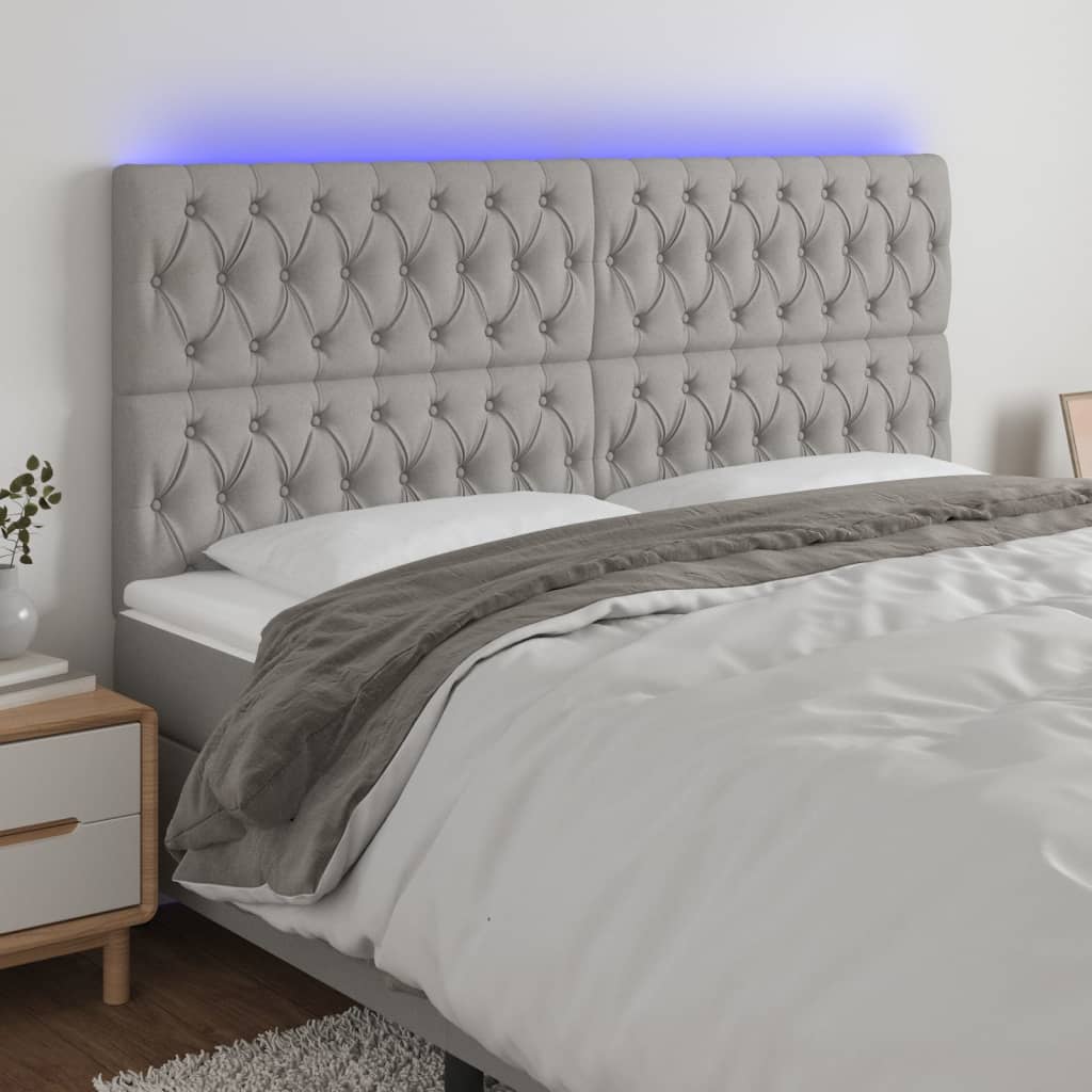 vidaXL LED Kopfteil Hellgrau Stoff