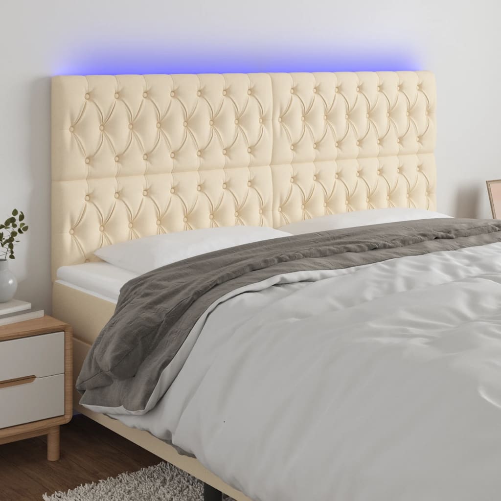 vidaXL LED Kopfteil Hellgrau Stoff