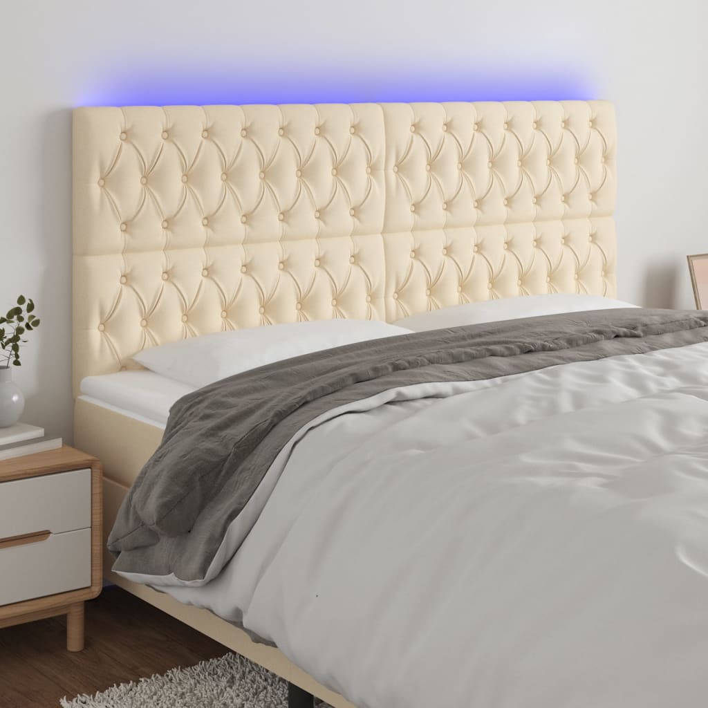 vidaXL LED Kopfteil Hellgrau Stoff