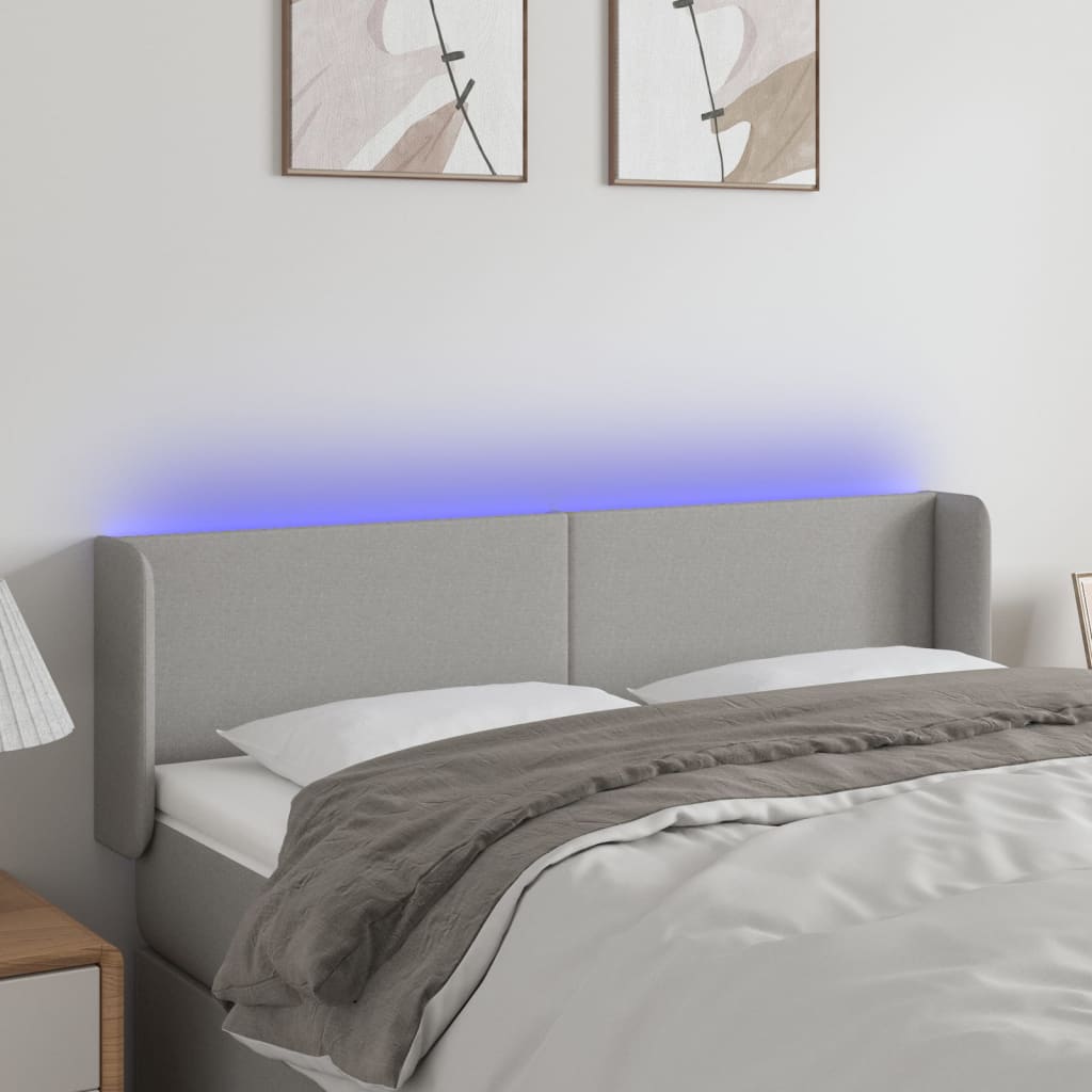 vidaXL LED Kopfteil Hellgrau Stoff