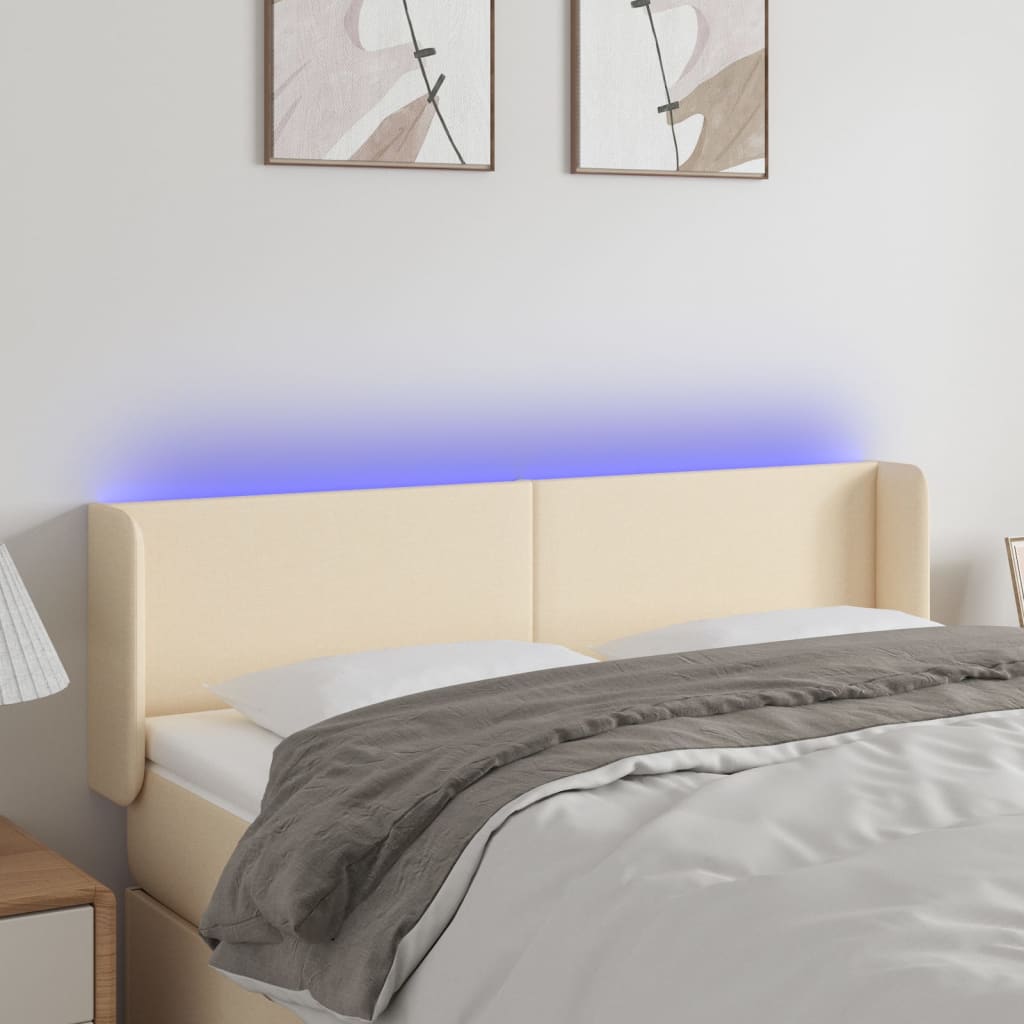 vidaXL LED Kopfteil Hellgrau Stoff