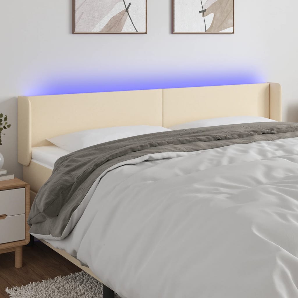 vidaXL LED Kopfteil Hellgrau Stoff
