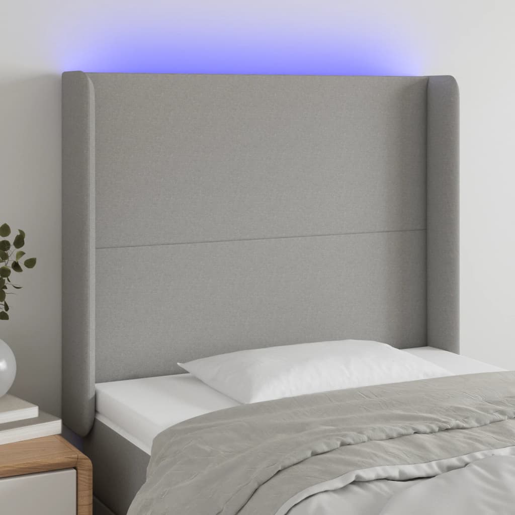 vidaXL LED Kopfteil Hellgrau Stoff
