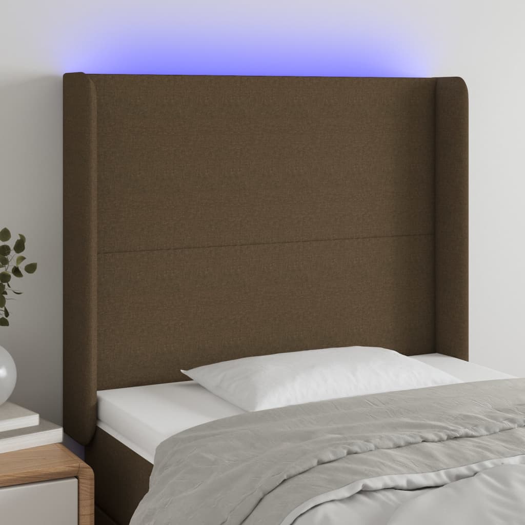 vidaXL LED Kopfteil Hellgrau Stoff