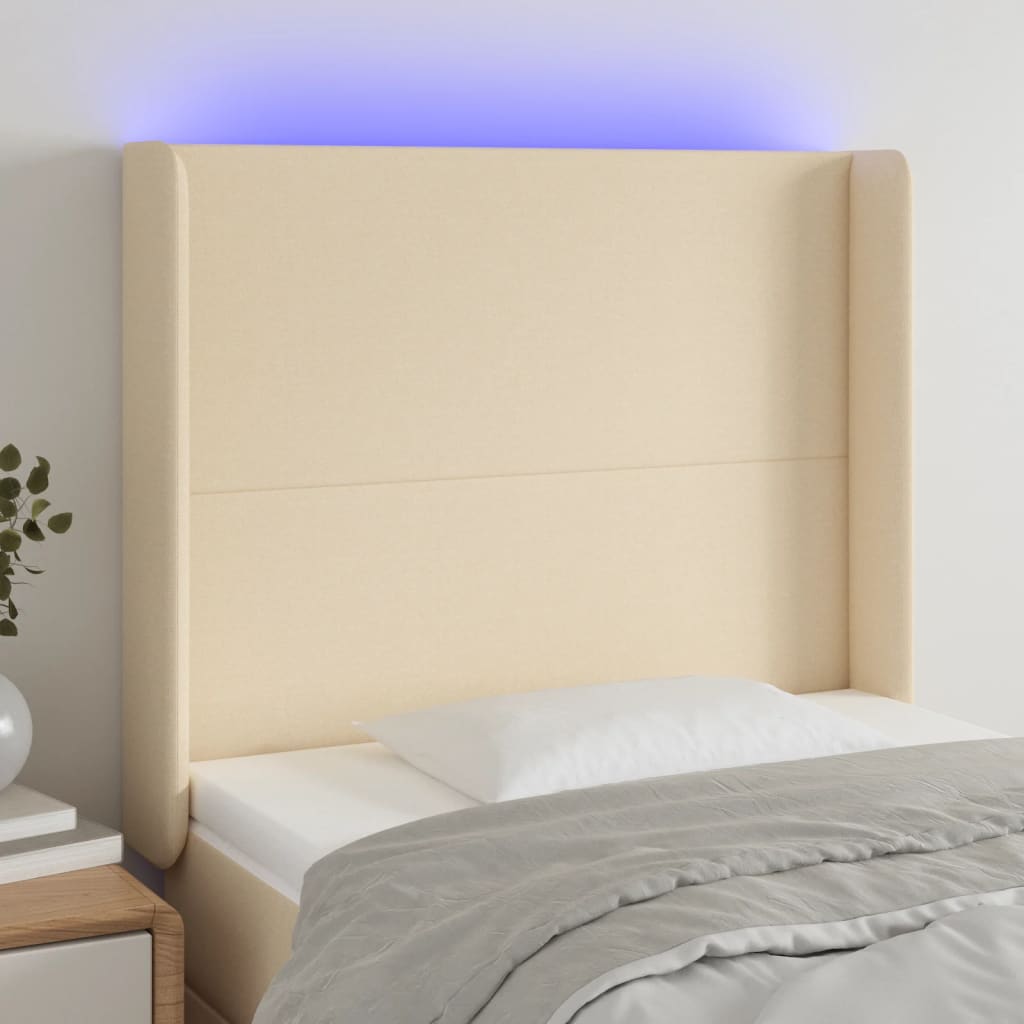 vidaXL LED Kopfteil Hellgrau Stoff