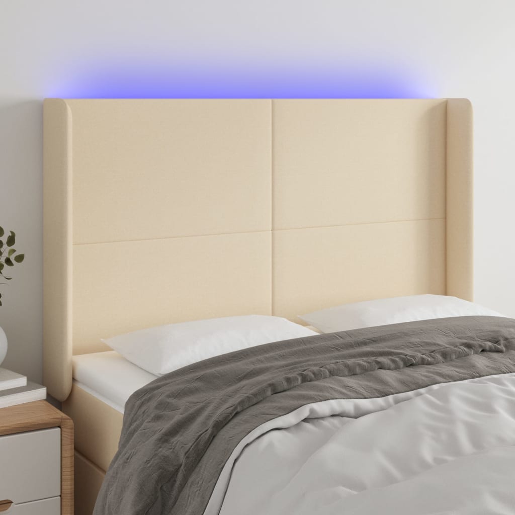 vidaXL LED Kopfteil Hellgrau Stoff