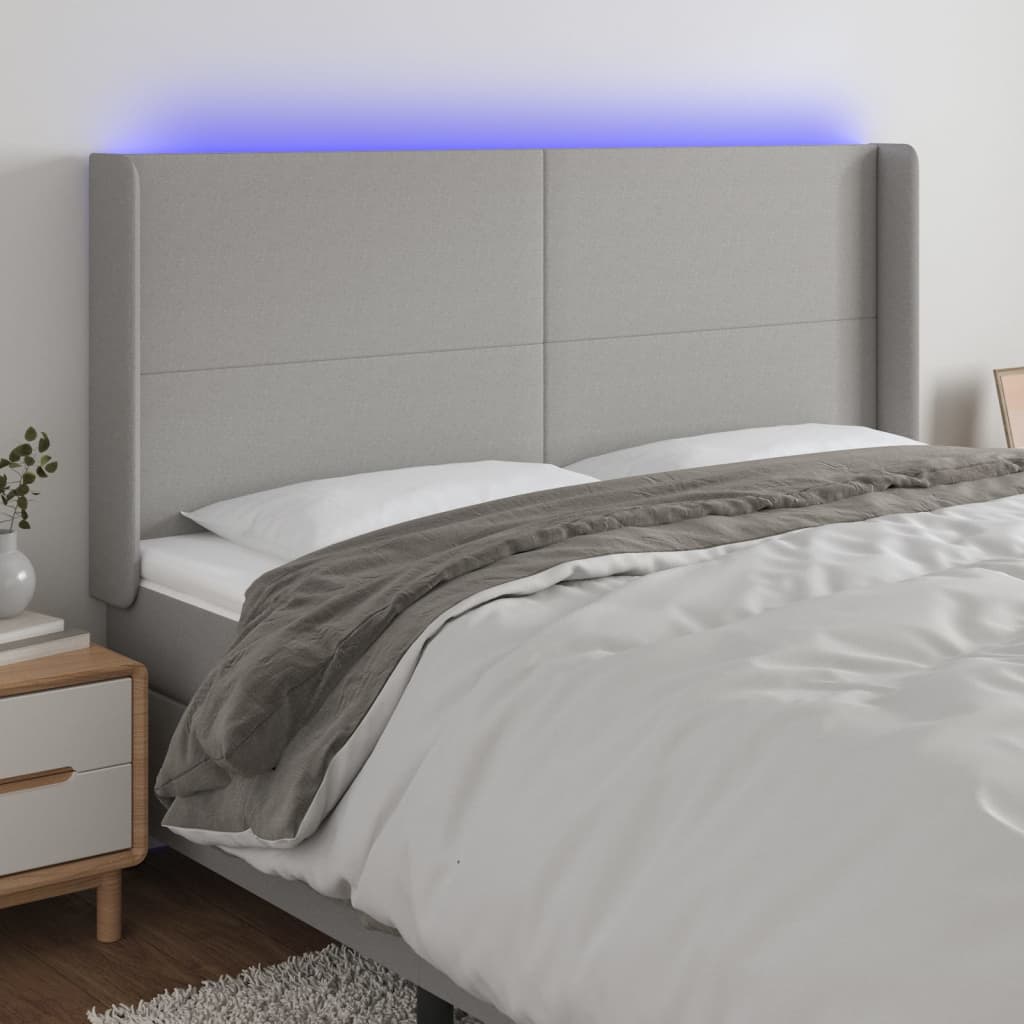 vidaXL LED Kopfteil Hellgrau Stoff