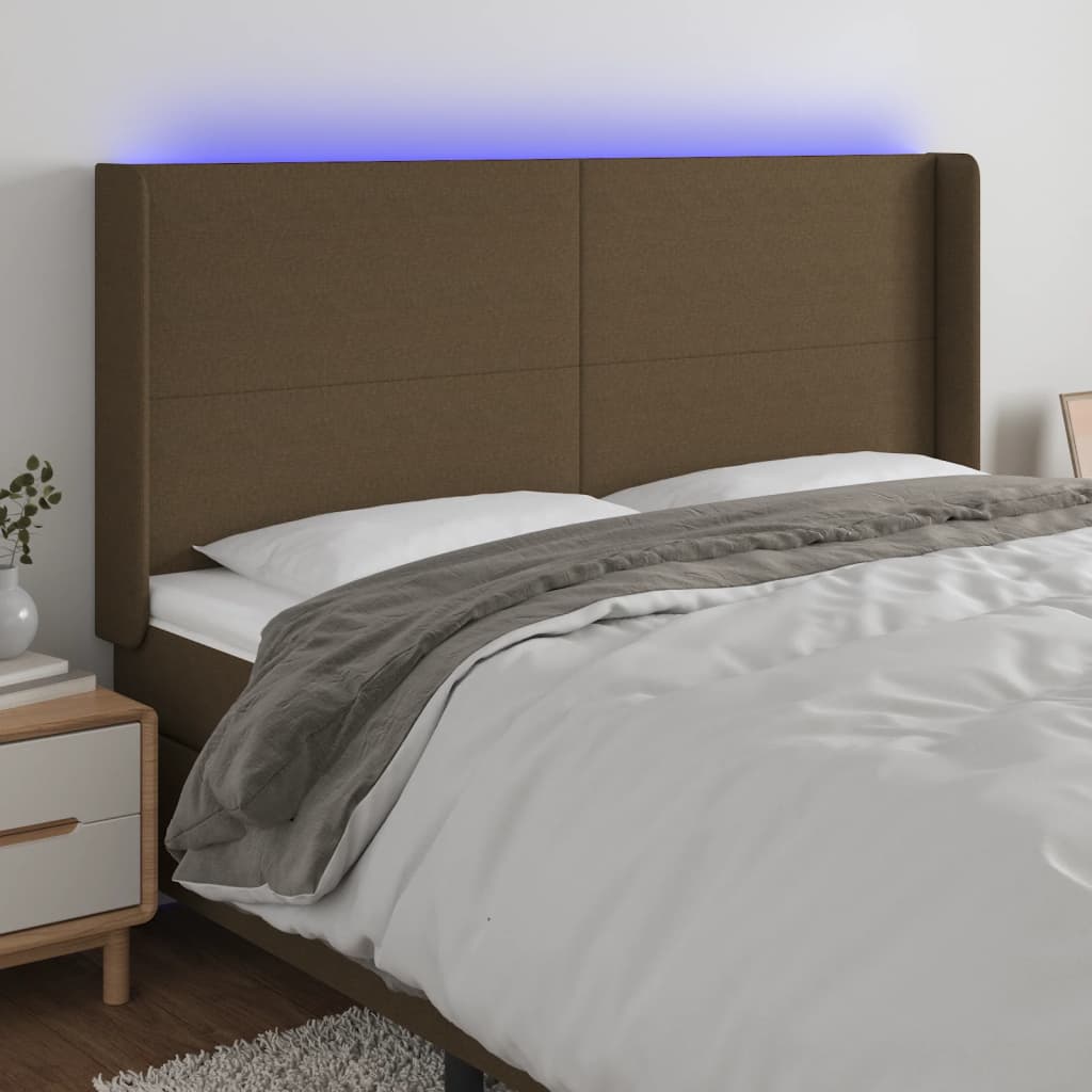 vidaXL LED Kopfteil Hellgrau Stoff