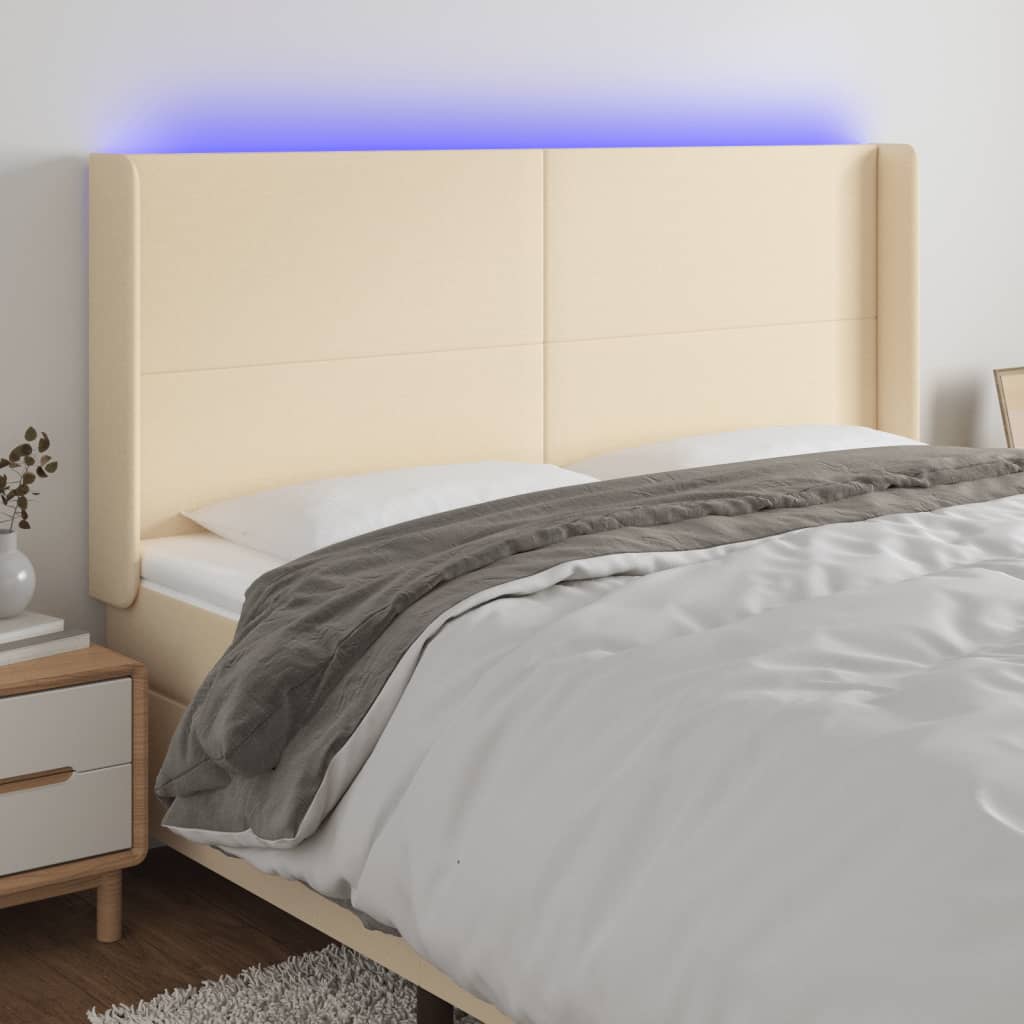 vidaXL LED Kopfteil Hellgrau Stoff