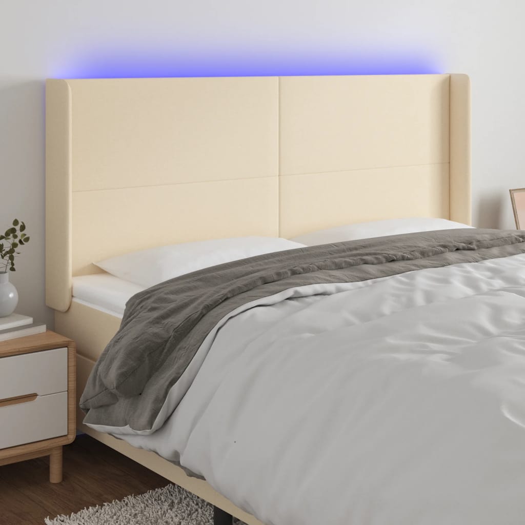 vidaXL LED Kopfteil Hellgrau Stoff
