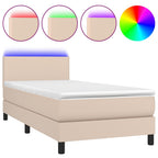 vidaXL Boxspringbett mit Matratze & LED Cappuccino-Braun 80x200cm