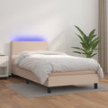 vidaXL Boxspringbett mit Matratze & LED Cappuccino-Braun 80x200cm