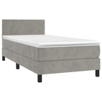 vidaXL Boxspringbett mit Matratze & LED Hellgrau 80x200 cm Samt