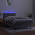 vidaXL Boxspringbett mit Matratze & LED Hellgrau 80x200 cm Samt
