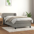 vidaXL Boxspringbett mit Matratze Hellgrau 80x200 cm Samt