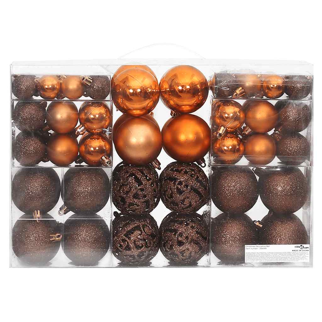 vidaXL Weihnachtskugeln 100 Stk. Braun 3 / 4 / 6 cm