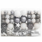 vidaXL 111-tlg. Weihnachtskugel-Set Weiß und Grau Polystyrol