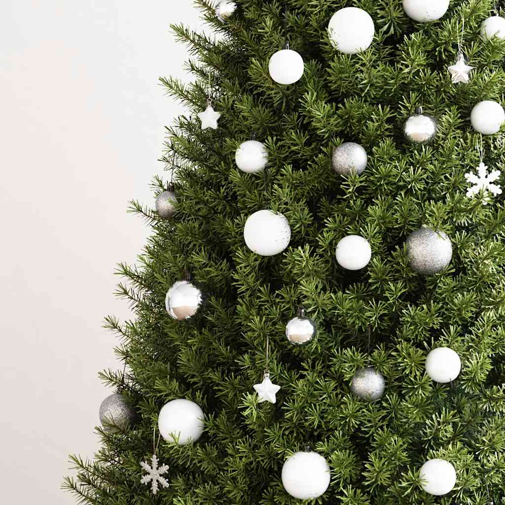vidaXL 111-tlg. Weihnachtskugel-Set Weiß und Grau Polystyrol