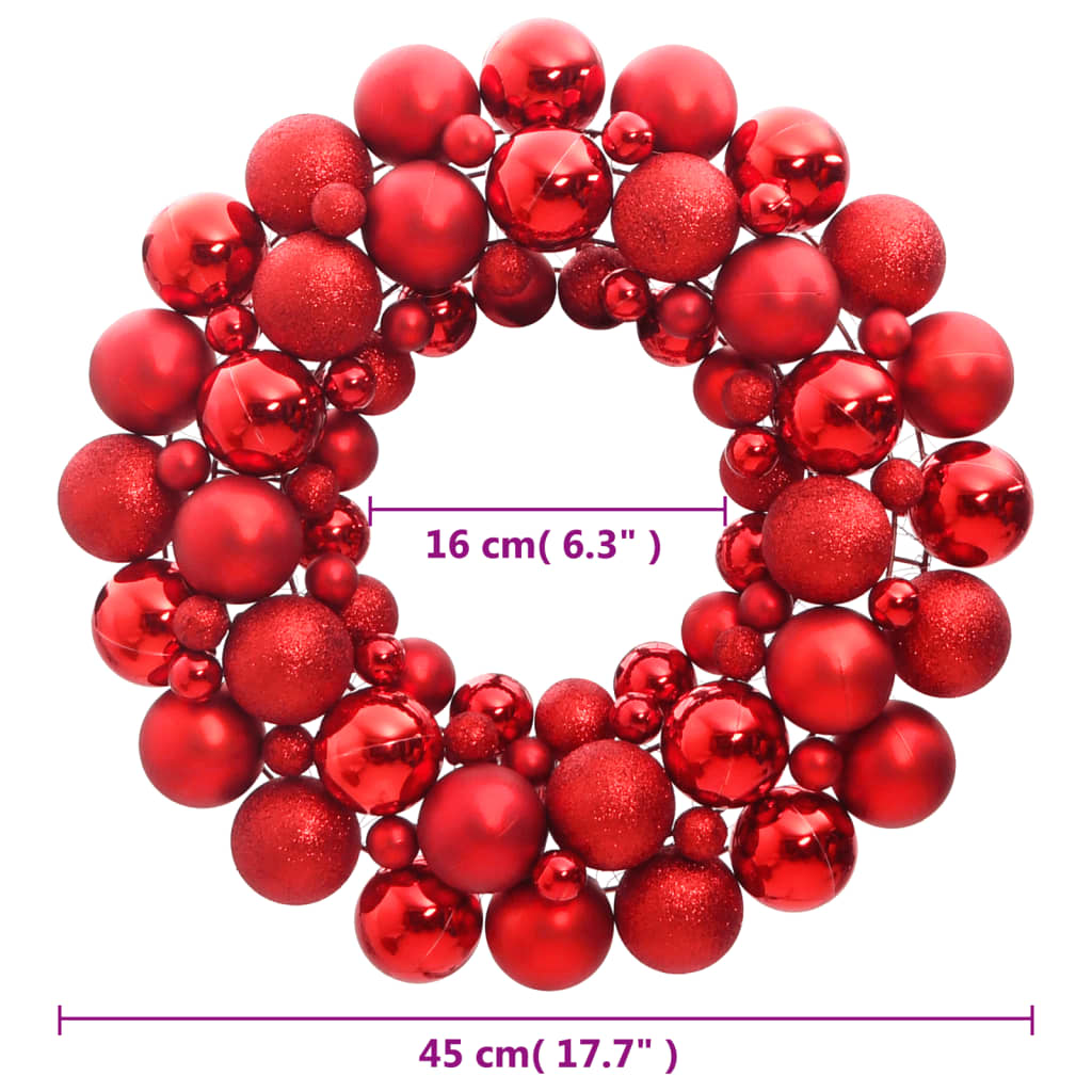 vidaXL Weihnachtskranz Rot 45 cm Polystyrol