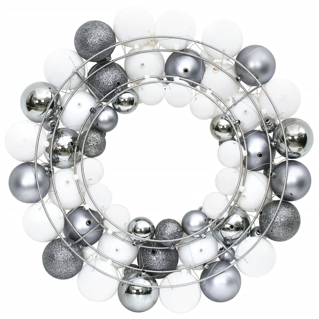 vidaXL Weihnachtskranz Weiß und Grau 45 cm Polystyrol