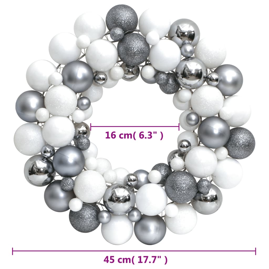 vidaXL Weihnachtskranz Weiß und Grau 45 cm Polystyrol