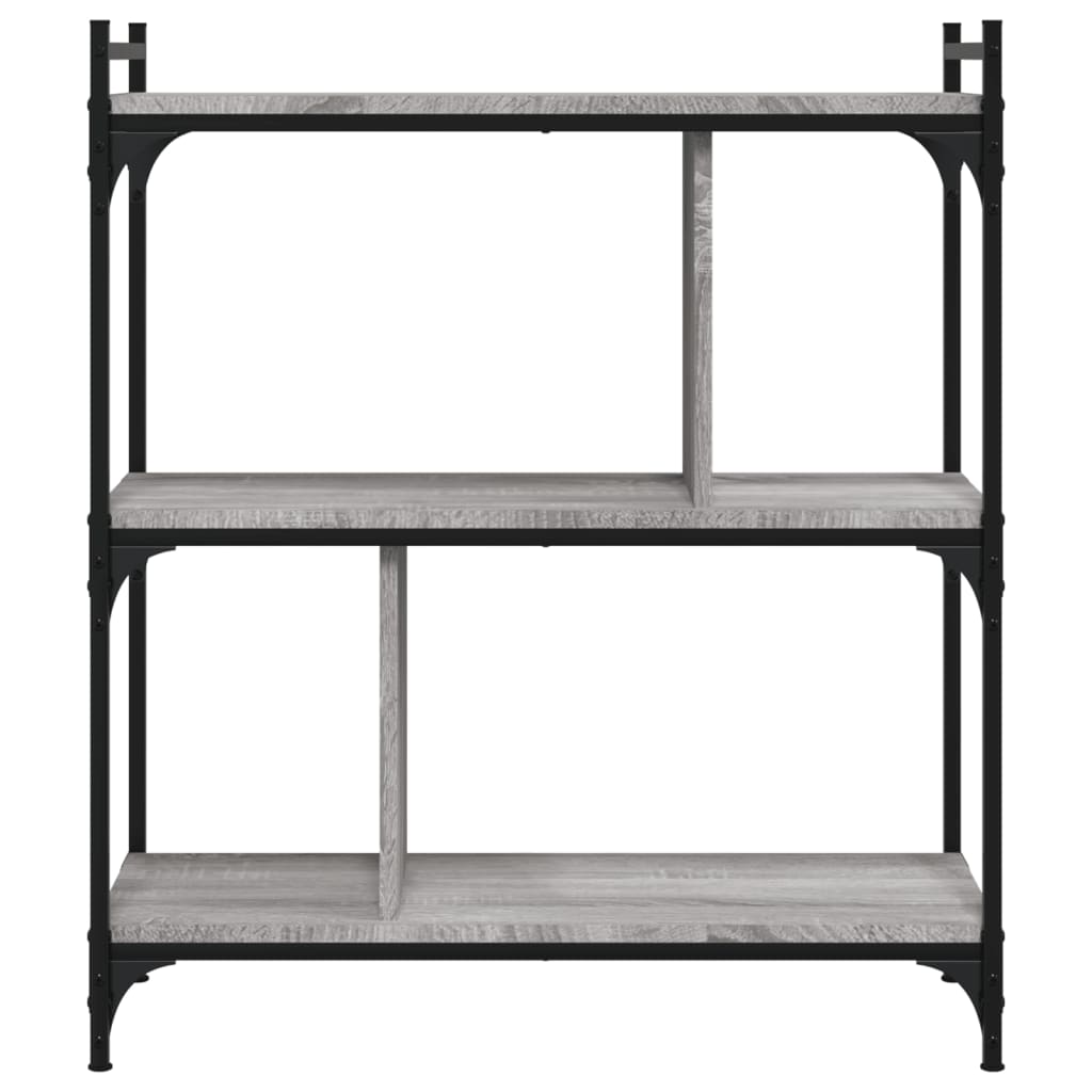 vidaXL Bücherregal 3 Böden Grau Sonoma 76x32x88 cm Holzwerkstoff