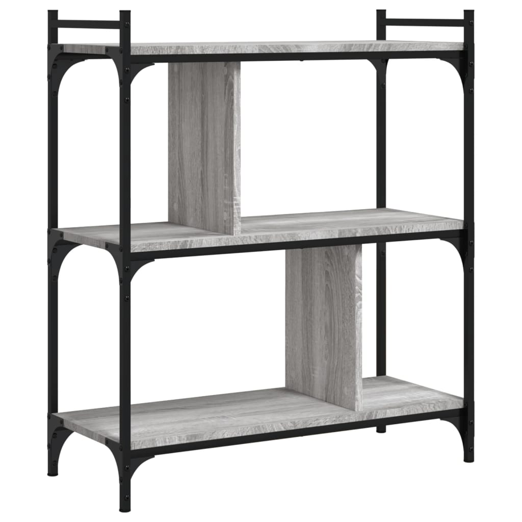 vidaXL Bücherregal 3 Böden Grau Sonoma 76x32x88 cm Holzwerkstoff