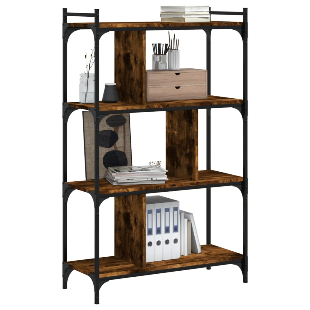 vidaXL Bücherregal 4 Böden Räuchereiche 76x32x123 cm Holzwerkstoff