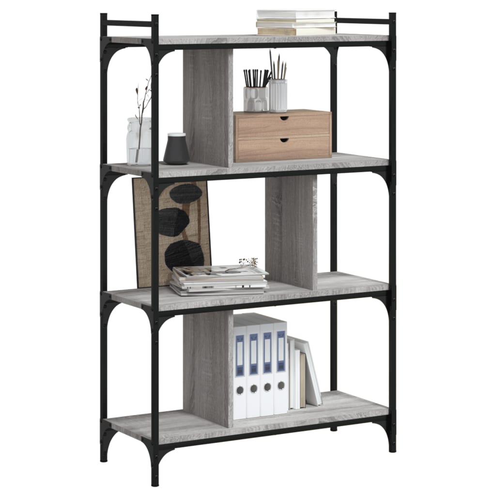 vidaXL Bücherregal 4 Böden Grau Sonoma 76x32x123 cm Holzwerkstoff