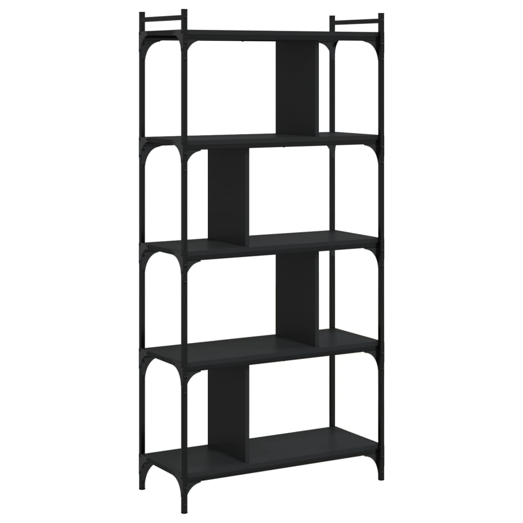 vidaXL Bücherregal 5 Böden Schwarz 76x32x158 cm Holzwerkstoff