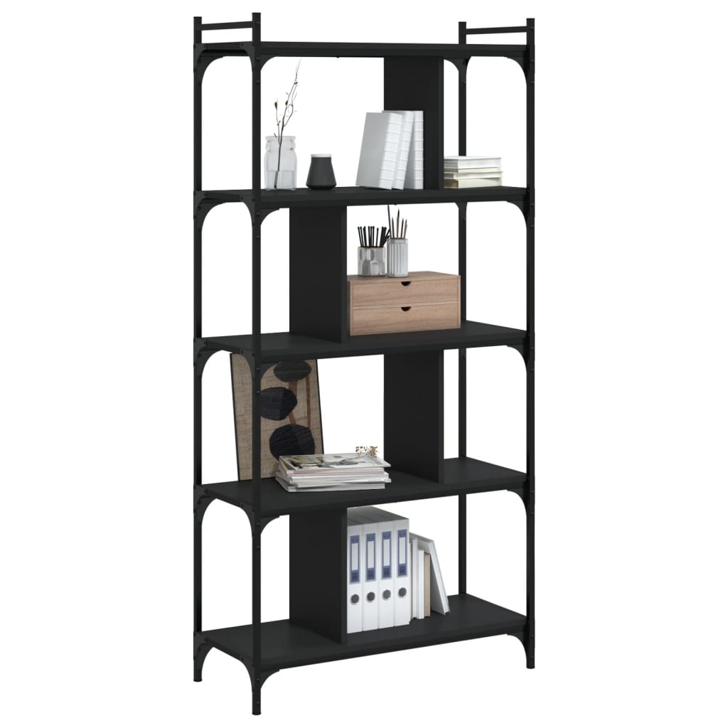vidaXL Bücherregal 5 Böden Schwarz 76x32x158 cm Holzwerkstoff