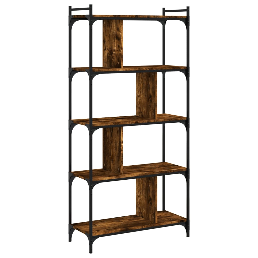 vidaXL Bücherregal 5 Böden Räuchereiche 76x32x158 cm Holzwerkstoff