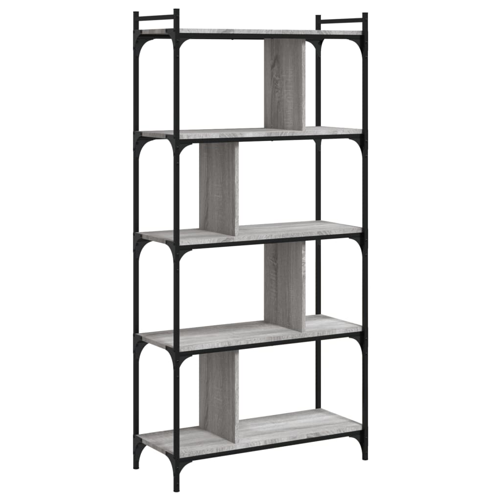 vidaXL Bücherregal 5 Böden Grau Sonoma 76x32x158 cm Holzwerkstoff
