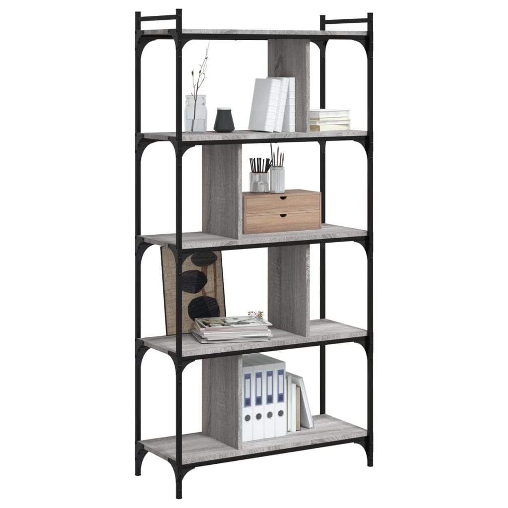 vidaXL Bücherregal 5 Böden Grau Sonoma 76x32x158 cm Holzwerkstoff