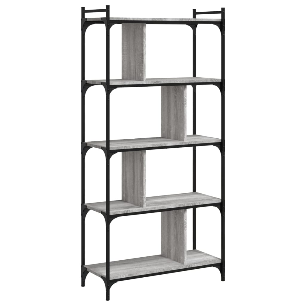 vidaXL Bücherregal 5 Böden Grau Sonoma 76x32x158 cm Holzwerkstoff