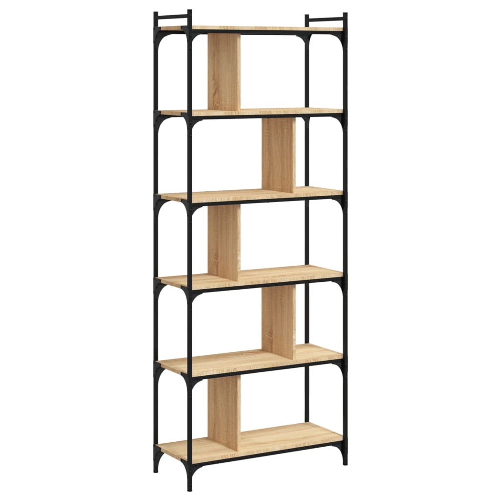 vidaXL Bücherregal 6 Böden Sonoma-Eiche 76x32x192 cm Holzwerkstoff