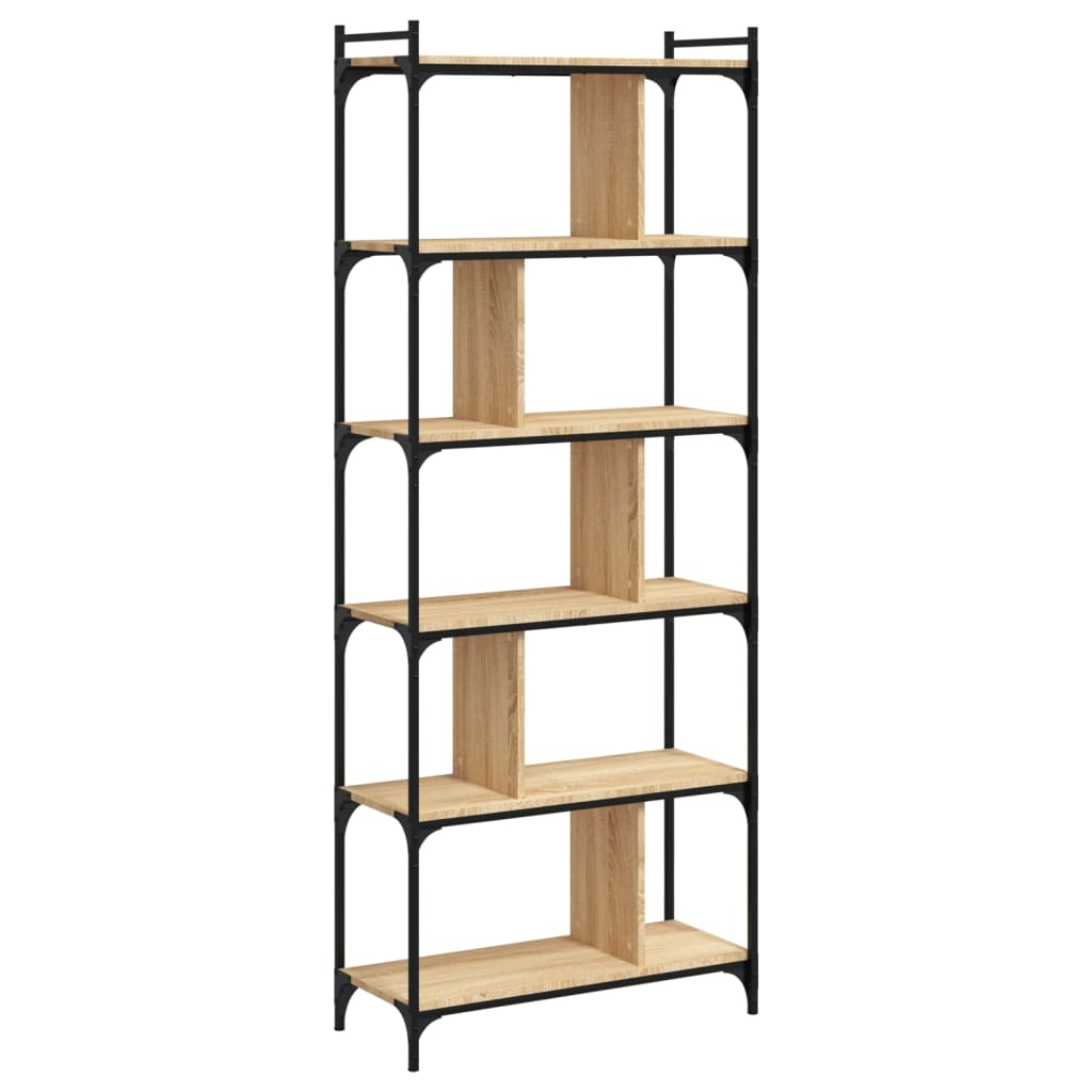 vidaXL Bücherregal 6 Böden Sonoma-Eiche 76x32x192 cm Holzwerkstoff