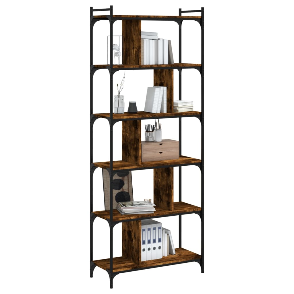 vidaXL Bücherregal 6 Böden Räuchereiche 76x32x192 cm Holzwerkstoff