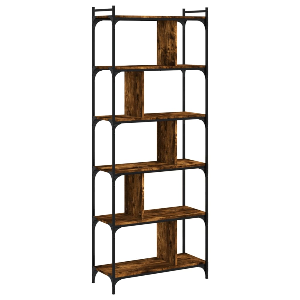vidaXL Bücherregal 6 Böden Räuchereiche 76x32x192 cm Holzwerkstoff