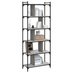 vidaXL Bücherregal 6 Böden Grau Sonoma 76x32x192 cm Holzwerkstoff